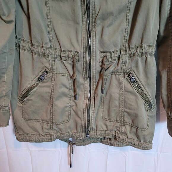 Abercrombie & Fitch Y2K Long Utility Jacket Women's Large Army Green Vintage - Picture 4 of 14